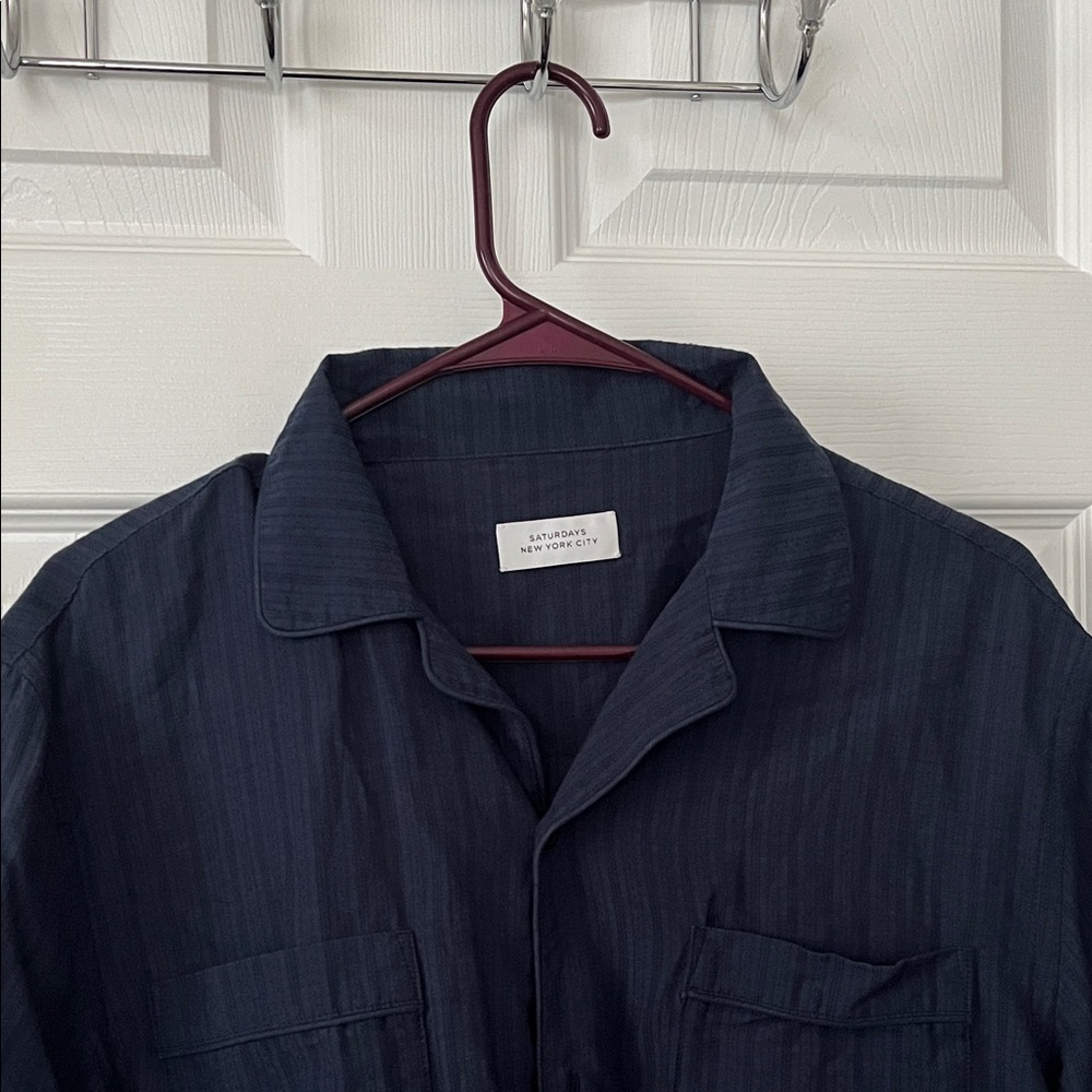 Saturdays New York City Dark Blue Button-Up Shirt